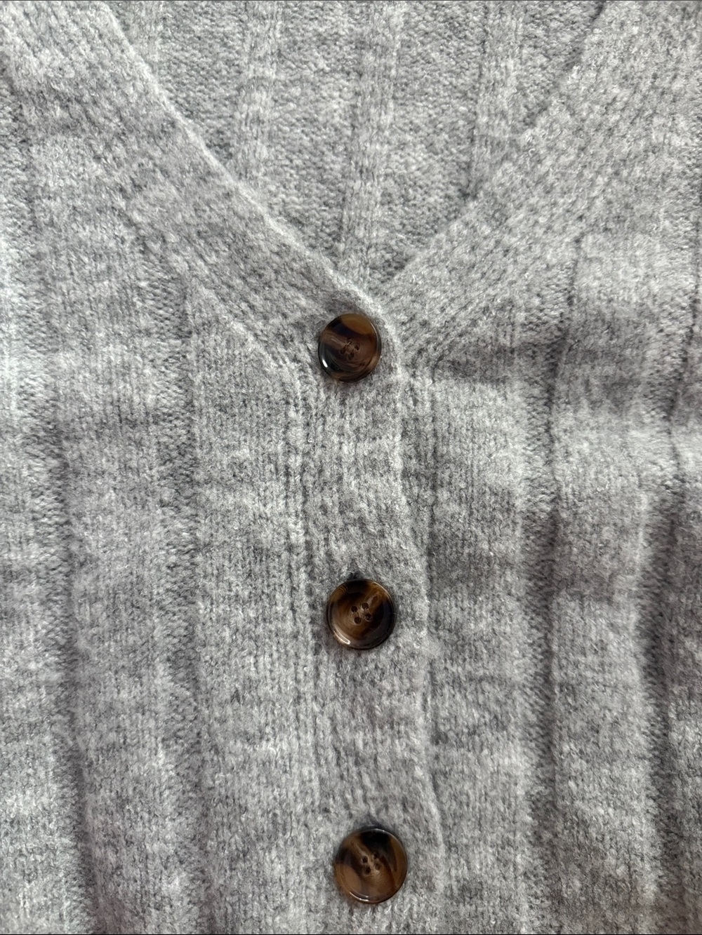 Double Zero Gray Cropped V-Neck Button Cardigan - Picture 3 of 5